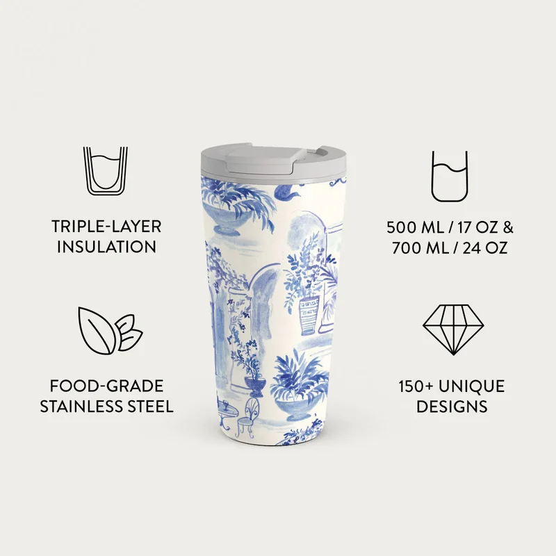 BURGA Burga Sobremesa 700ml Travel Mug Flap & Straw Set Lid Combo – BPA-Free Stainless Steel, Triple-Layer Insulated, Leak-Resistant, Premium Printed Design – Hot & Cold Drinks